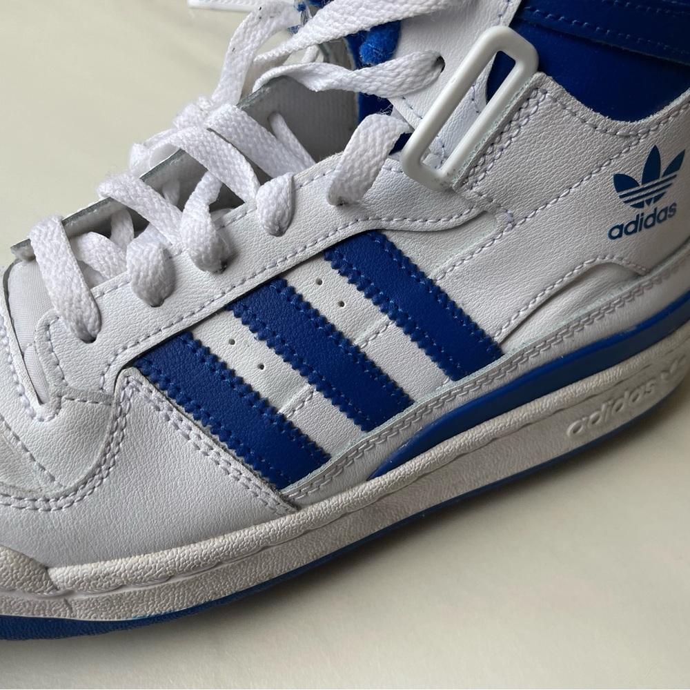 Adidas forum mid blue and white